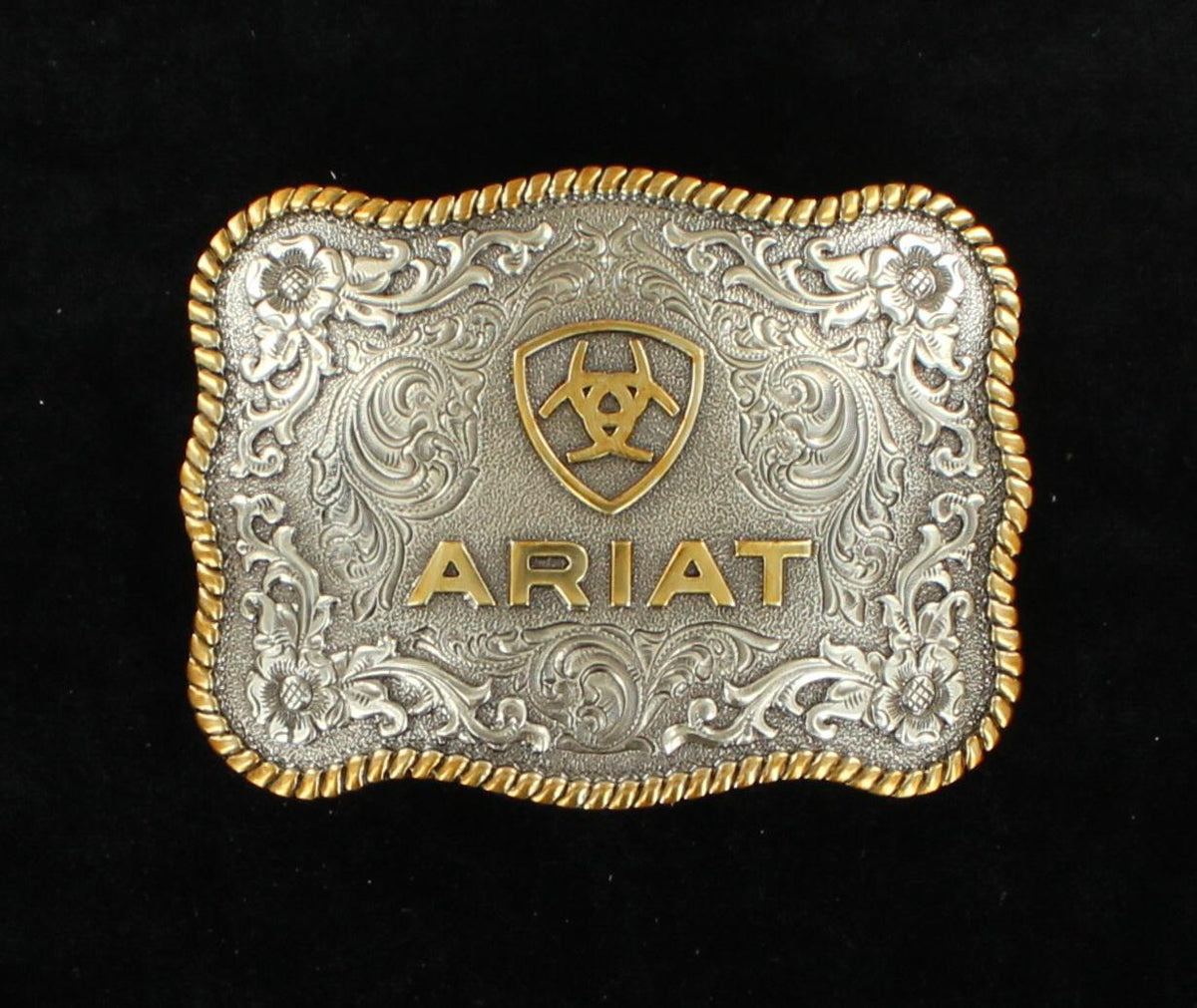 ARIAT  SILVER AND GOLD OVAL BUCKLE