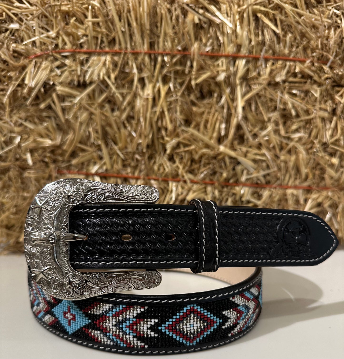 BLACK CRUZ BEADED BELT