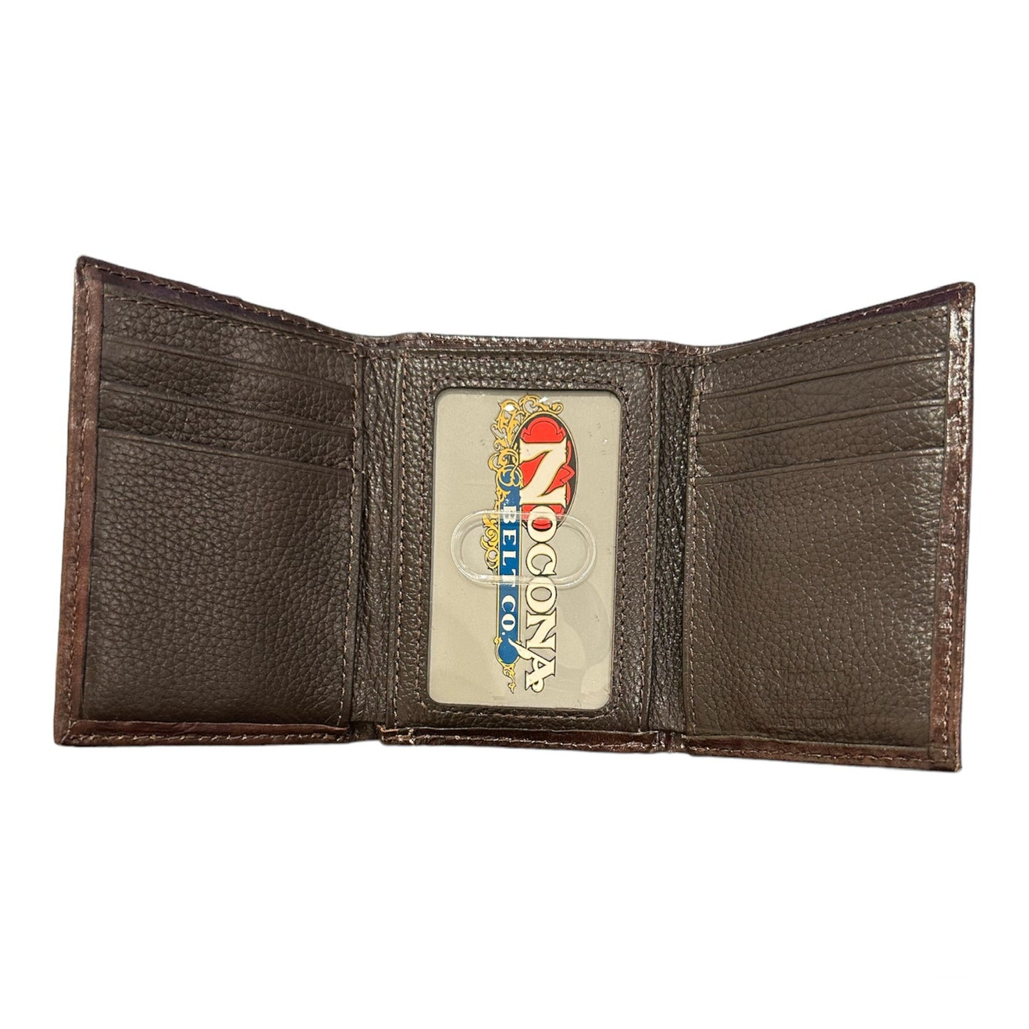 WALLET  TRI-FOLD EMBROIDERED BROWN