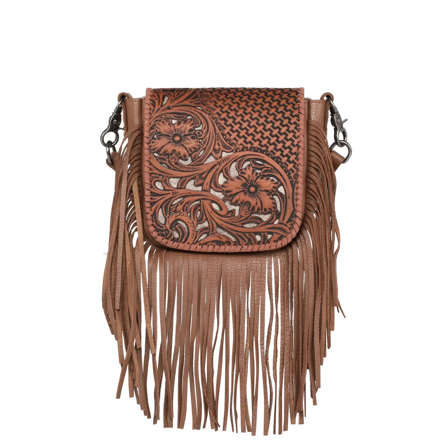 TOOLED CROSSBODY-BROWN