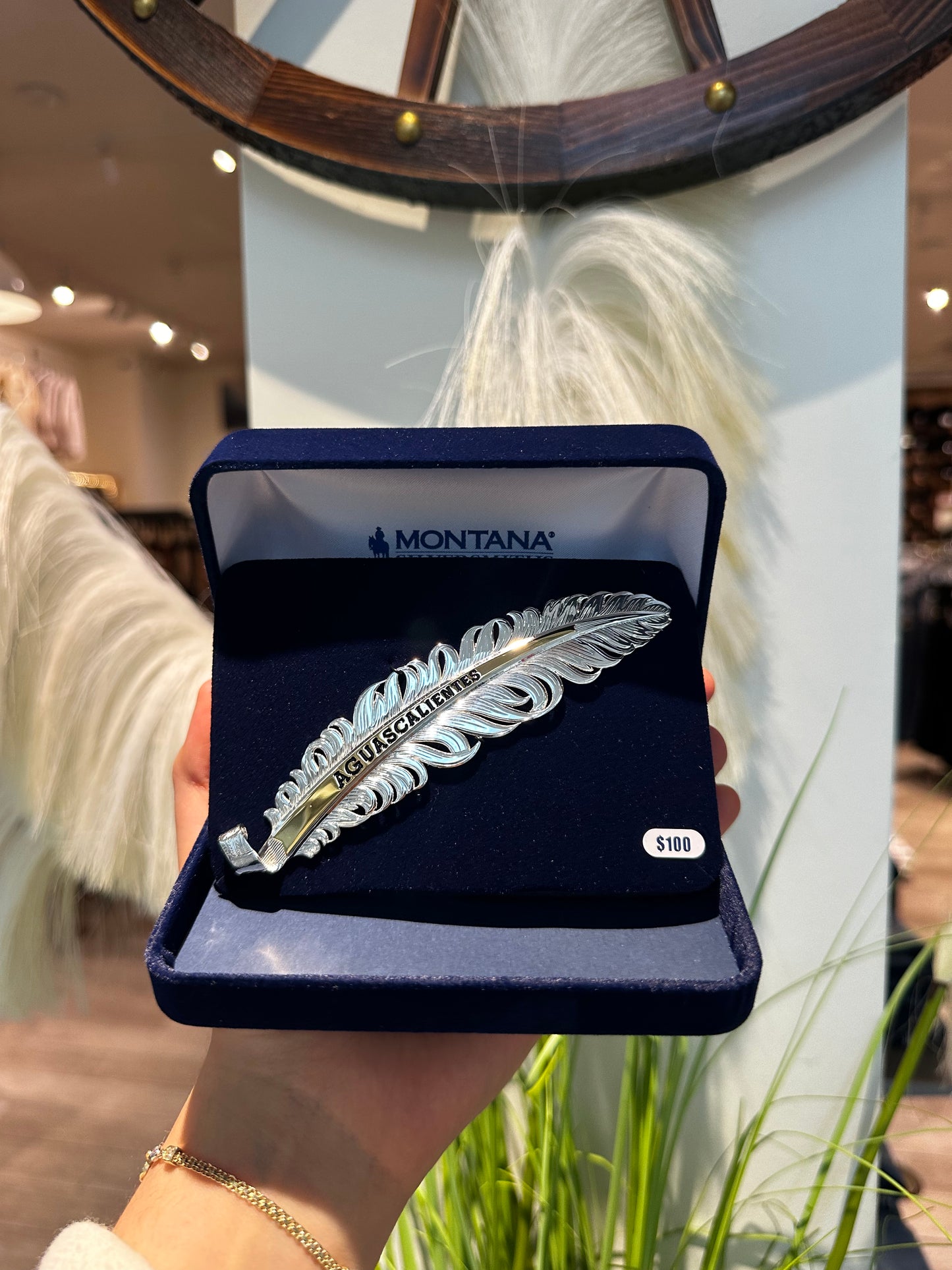 AGUASCALIENTES SILVER HAT FEATHER